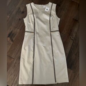 Calvin Klein khaki dress with snakeskin detail. NWT. Size 8